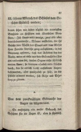 2. Von dem zweckmäßigen Gebrauche der Augen im Allgemeinen.
