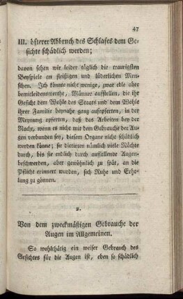 2. Von dem zweckmäßigen Gebrauche der Augen im Allgemeinen.