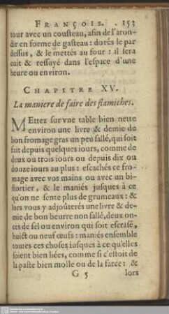 Chapitre XV. La maniere de faire des flamiches