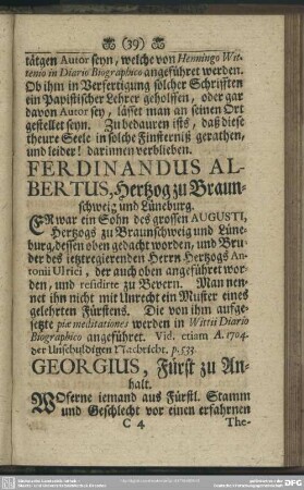 Ferdinandus Albertus, Hertzog zu Braunschweig und Lüneburg