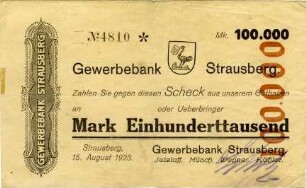 Gewerbebank Strausberg: 100.000 Mark 1923