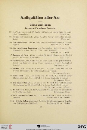 China und Japan. Fayencen, Porzellane, Bronzen (Nr. 143-175)