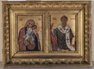 Zwei Ikonen mit der Gottesmutter vom Kykloskloster und dem Heiligen Spiridon