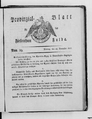 Num. 29., Ausgabe vom 14. November 1815