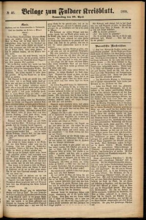Zweite Ausgabe vom Donnerstag, den 20. April 1899.