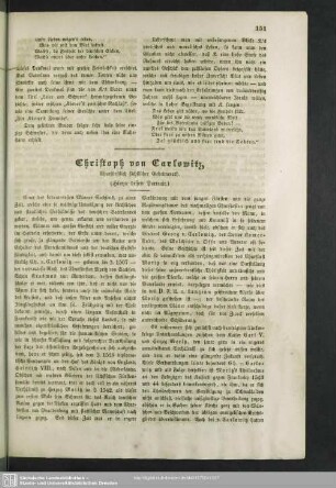Christoph von Carlowitz, Churfürstlich sächsischer Geheimrath
