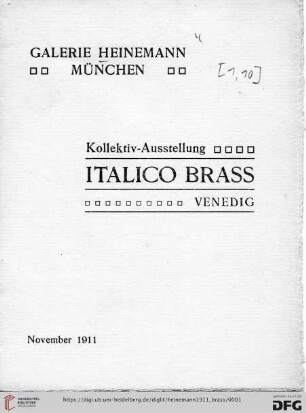 Kollektiv-Ausstellung Italico Brass, Venedig : November 1911