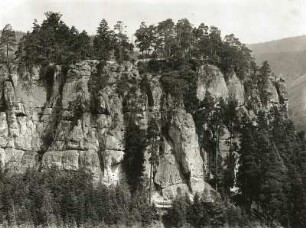 Sächsische Schweiz. Elbsandsteingebirge. Hockstein. Polenztal aufwärts. Blick von Südwesten