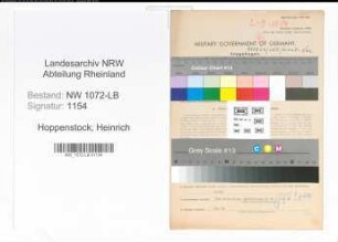 Entnazifizierung Heinrich Hoppenstock , geb. 20.10.1893 (Unternehmer)