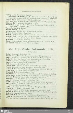 XXI. Ostpreußischer Bezirksverein.