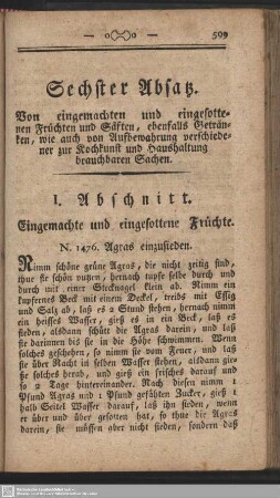 I. Abschnitt. Eingemachte und eingesottene Früchte