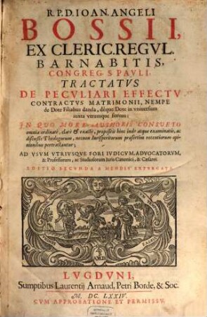 Tractatus posthumus de effectu contractus matrimonii