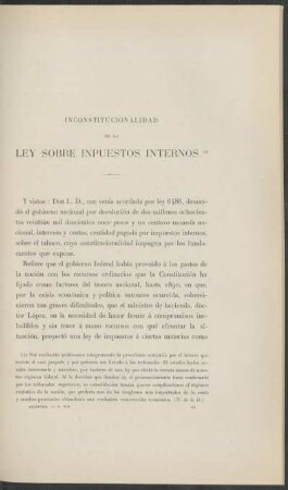 Inconstitucionalidad de la ley sobre impuestos internos