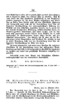Willenserklärung der Eltern über die religiöse Erziehung der Kinder aus Mischehen : [C. Allgemeine Angelegenheiten der Unterrichtsanstalten]