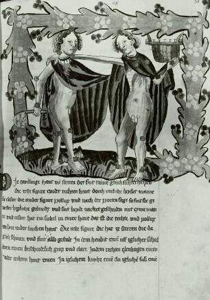 Illumination eines Lehrbuchs der Astronomie: Schriftspiegel und Personifikation der Zwillinge
