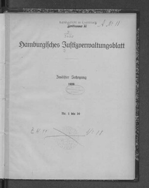 12.1923: Hamburgisches Justizverwaltungsblatt : HmbJVBL