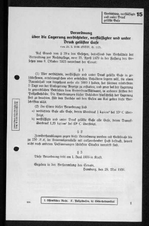 15 Verdichtete, verflüssigte und unter Druck gelöste Gase