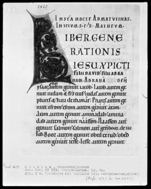 Evangeliar — Initiale L(iber generationis), Folio 3verso