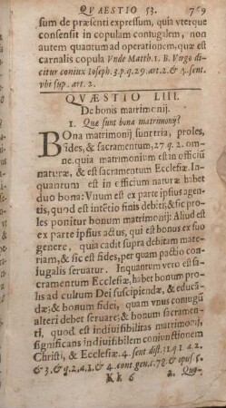 Qvaestio LIII. De bonis matrimonij.