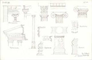 Eckert, Georg; München; Studienarbeiten - Tempel (Schnitte, Details)