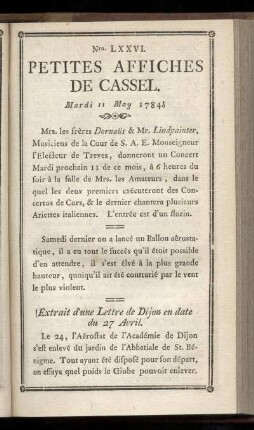 No LXXVI (Mardi 11 May 1784)