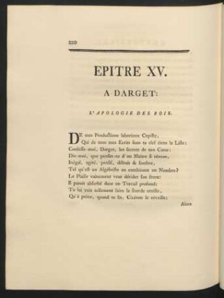 Epitre XV. A Darget: L'Apologie Des Rois.