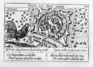 Grenoble, Ansicht mit Szene (aus Fürst, Sciographia Cosmica, Nr. E 24)