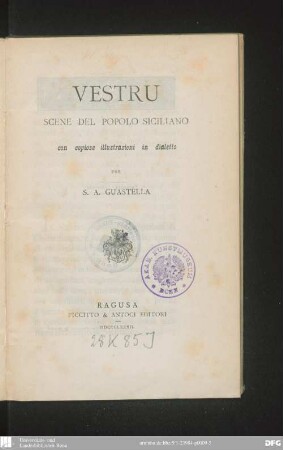 Vestru : scene del popolo siciliano ; con copiose illustrazioni in dialetto