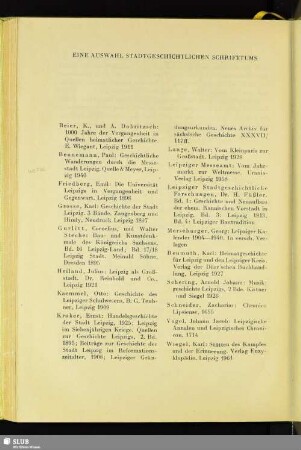 Eine Auswahl Stadtgeschichtlichen Schrifttums