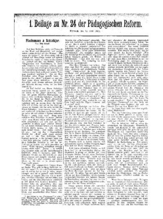 Flachsmann & Schlaikjer : 1. Beilage zu Nr. 24 der Pädagogischen Reform