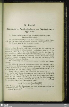 10. Kapitel. Messungen an Wechselströmen und Wechselstrom-Apparaten.