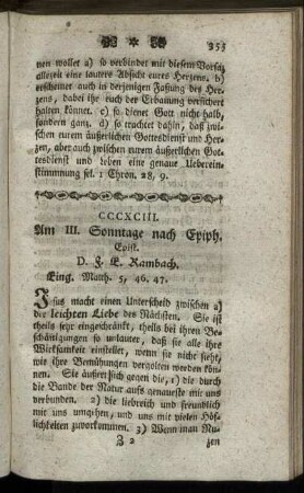 CCCXCIII. Am III. Sonntage nach Epiph. Epist.