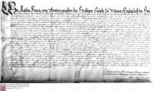 Kurfürst Anselm Franz von Mainz belehnt Freiherrn Franz Joseph Wambold v. Umstadt und seine beiden Brüder Anselm Casimir und Franz Philipp Caspar ...