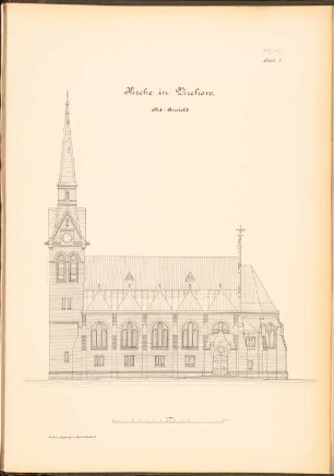 Kirche, Virchow: Südansicht 1:100