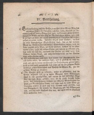 IV. Beurtheilung