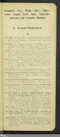 A. Firmen-Verzeichnis