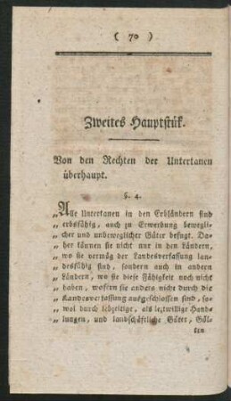 Zweites Hauptstück. Von den rechten der Untertanen überhaupt.