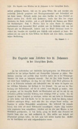 528-537 Die Legende vom Ableben des hl. Johannes in der liturgischen Poesie