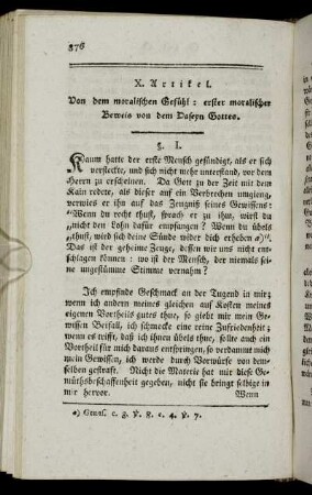 X. Artikel. Von dem moralischen Gefühl : erster moralischer Beweis von dem Daseyn Gottes.