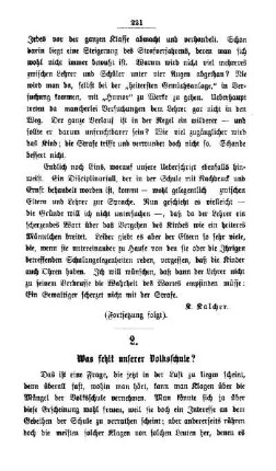 Was fehlt unserer Volksschule?