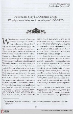 Podróż na Sycylię. Ostatnia droga Władysława Wieczorkowskiego (1833-1857)