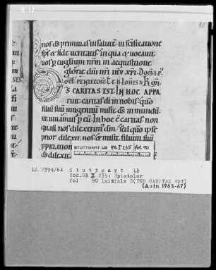 Epistolar — Initiale D (eus caritas est), Folio 90recto