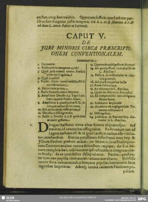 Caput V. De Jure Minoris Circa Praescriptionem Conventionalem