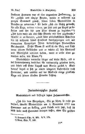 Dreiundvierzigstes Kapitel. Mendelssohn's und Lessings's letztes Zusammentreffen