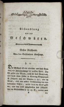 Erster Abschnitt. Von den Geschwüren überhaupt. - Dritter Abschnitt. Von den callösen Geschwüren.