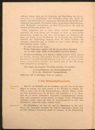 I. Das Denkmalpflegerische.