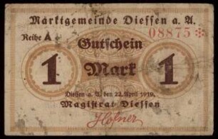 1 Mark Gutschein der Marktgemeinde Diessen