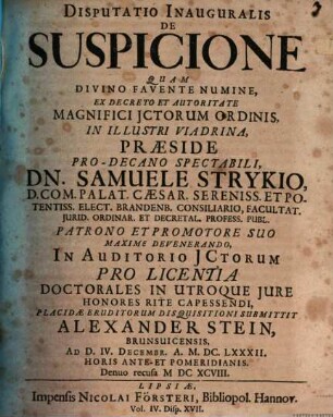 Disputatio Inauguralis De Suspicione