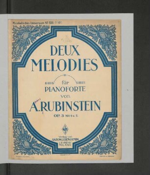 Deux Mélodies : für Pianoforte ; op. 3