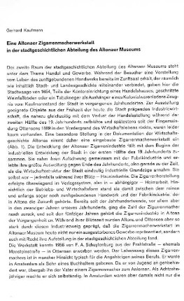 Eine Altonaer Zigarrenmacherwerkstatt in der stadtgeschichtlichen Abteilung des Altonaer Museums